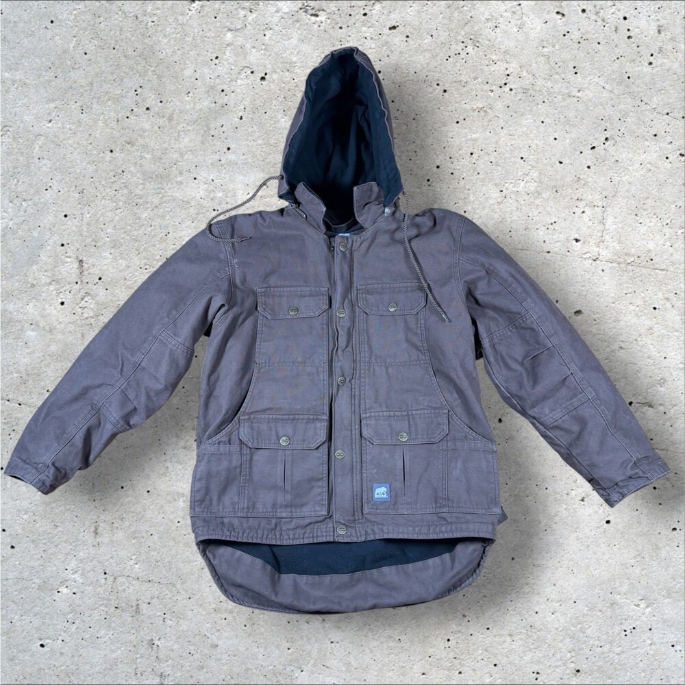 Berne Heritage Jacket Mens Medium Brown Canvas Duck Hooded Workwear Coat